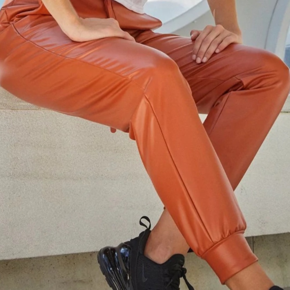 Leather Pants Orange Color New Unused Size Small - image 4